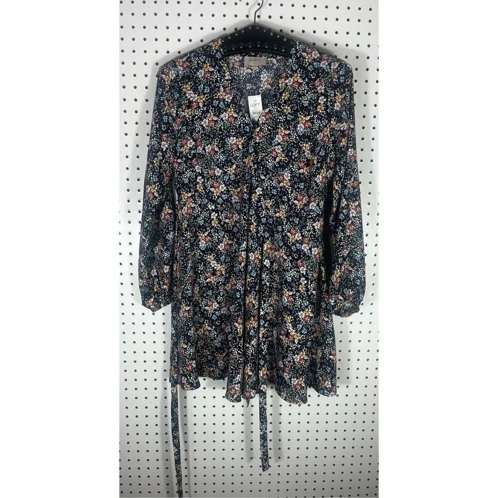 Loft floral print tie front cover up wrap blouse